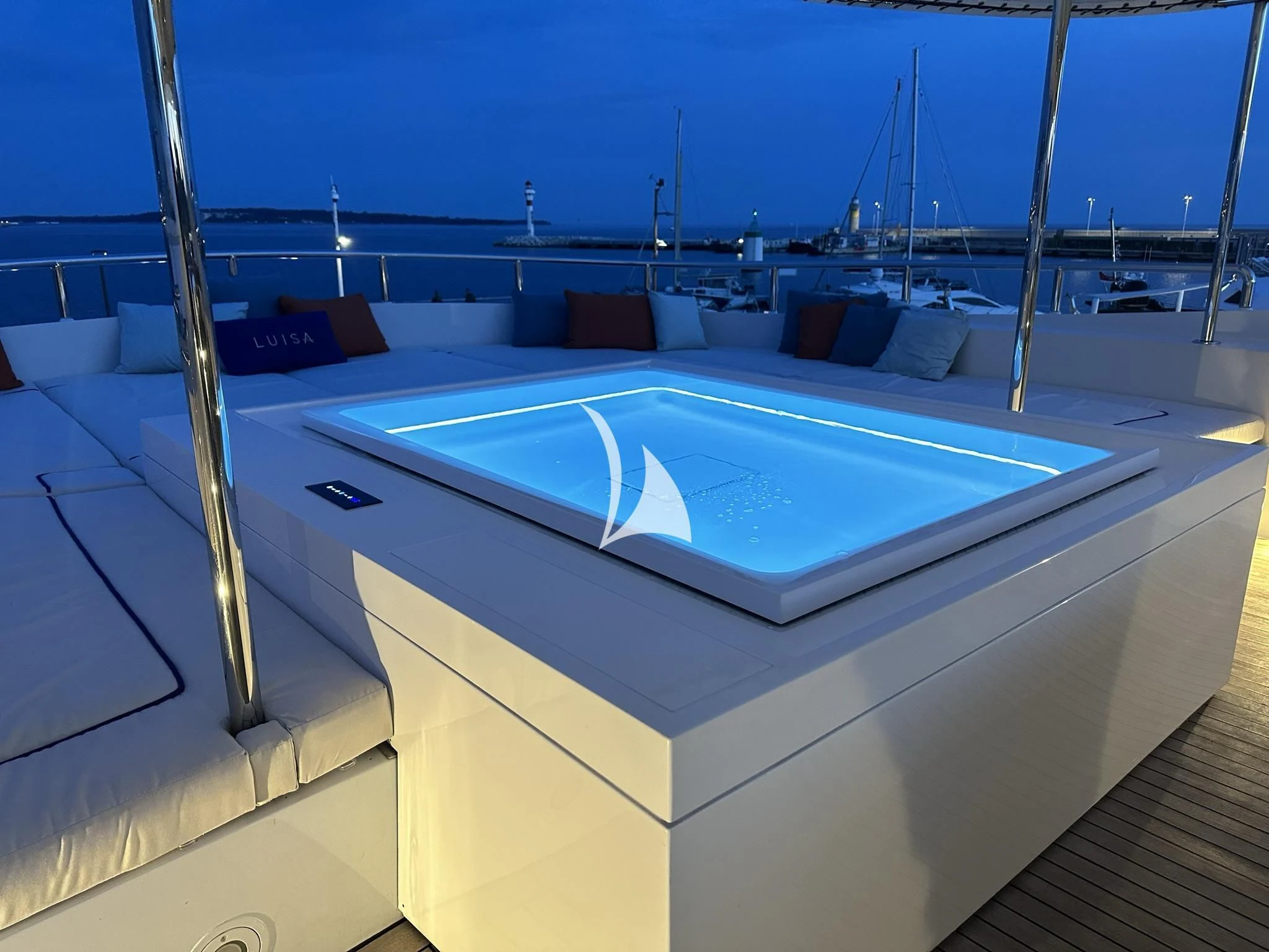 a large swimming pool aboard LUISA Yacht for Charter