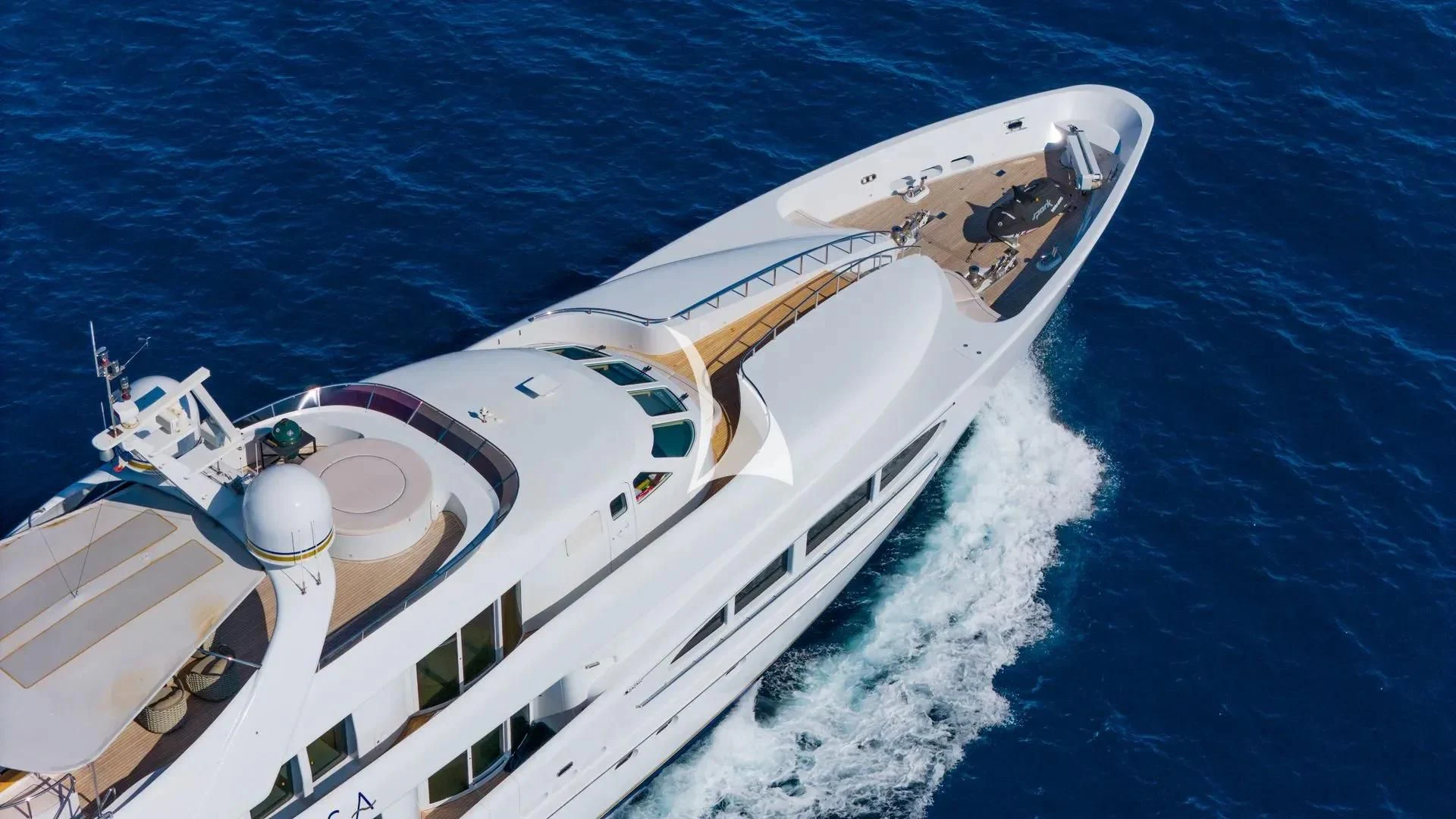 a high angle view of a boat aboard LUISA Yacht for Charter