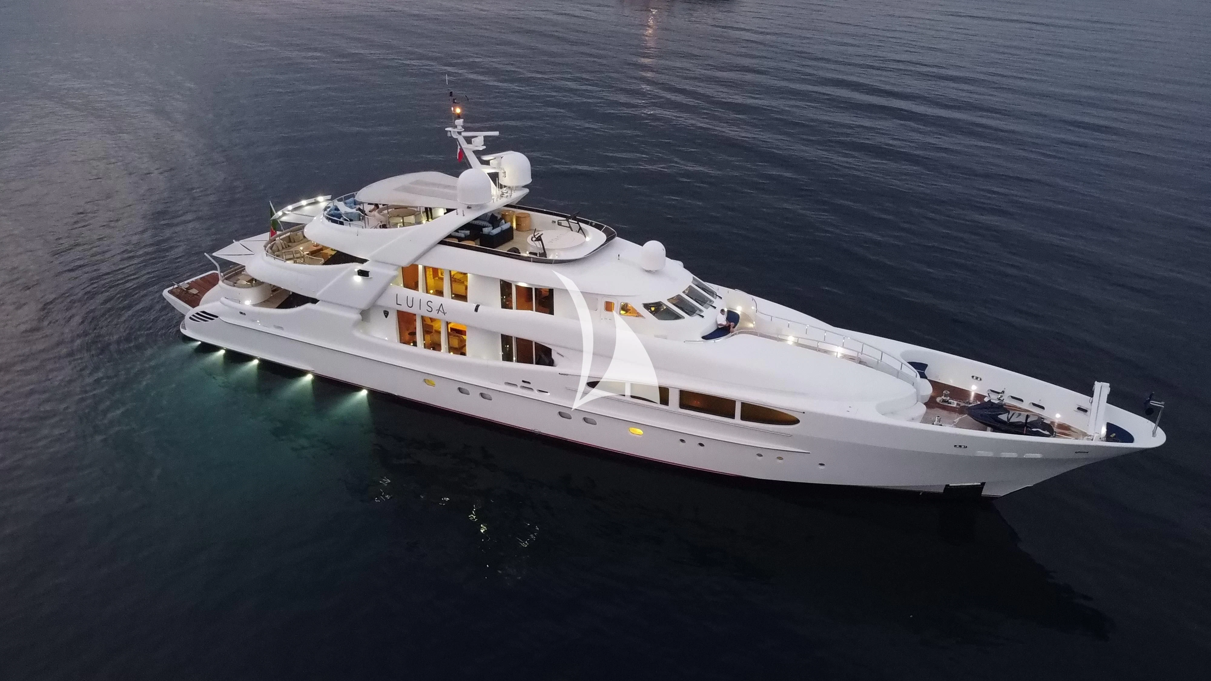 a white yacht in the water aboard LUISA Yacht for Charter