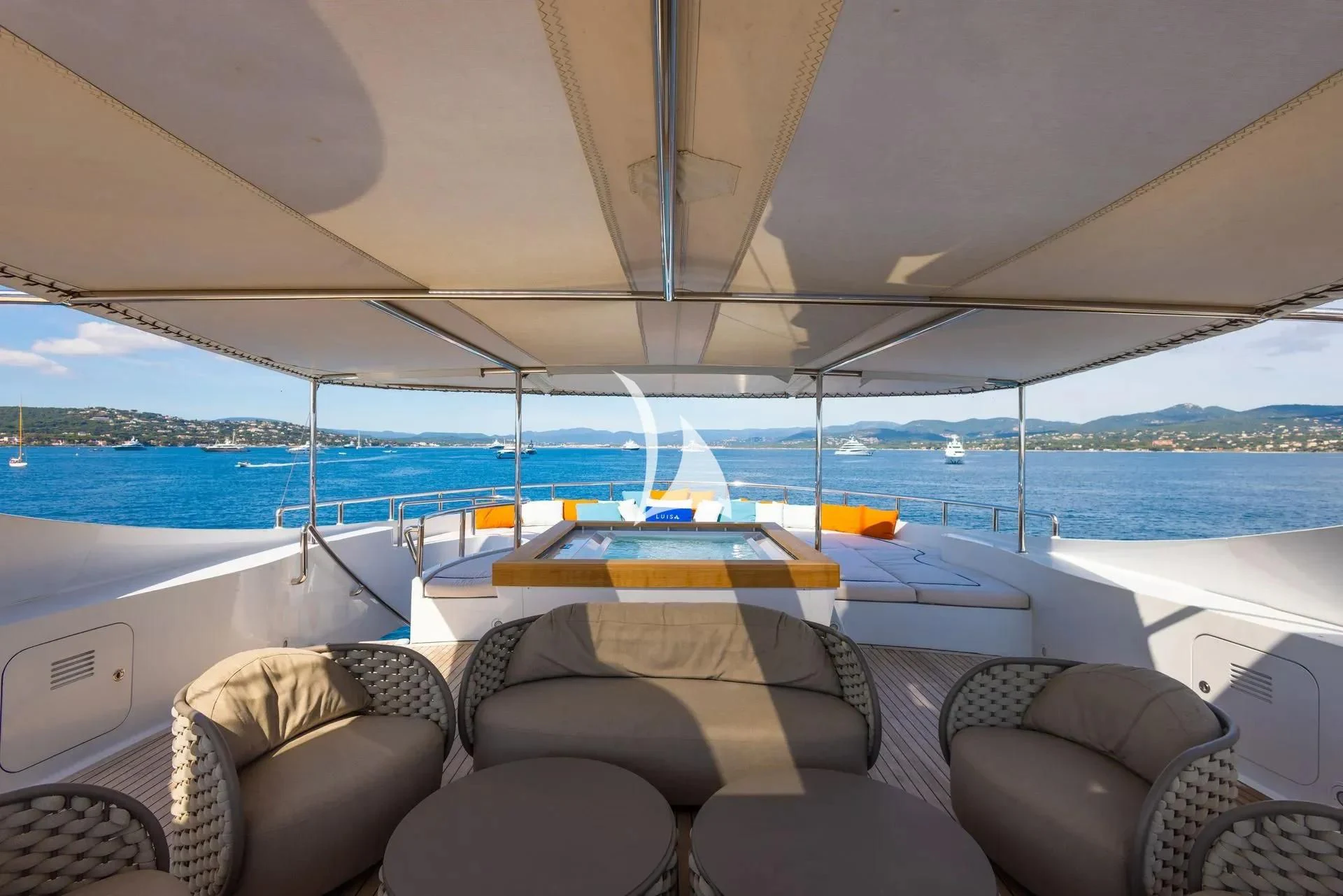 the inside of a boat aboard LUISA Yacht for Charter