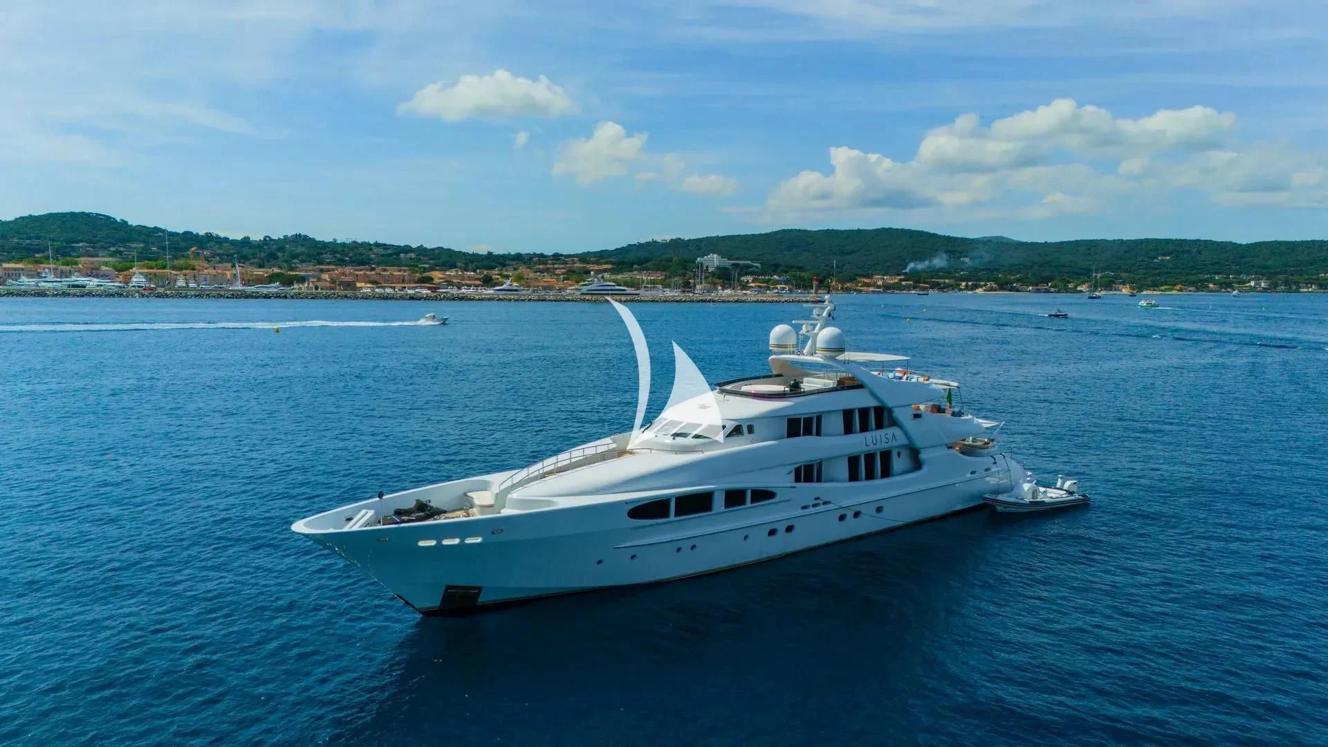 a white yacht in the water aboard LUISA Yacht for Charter