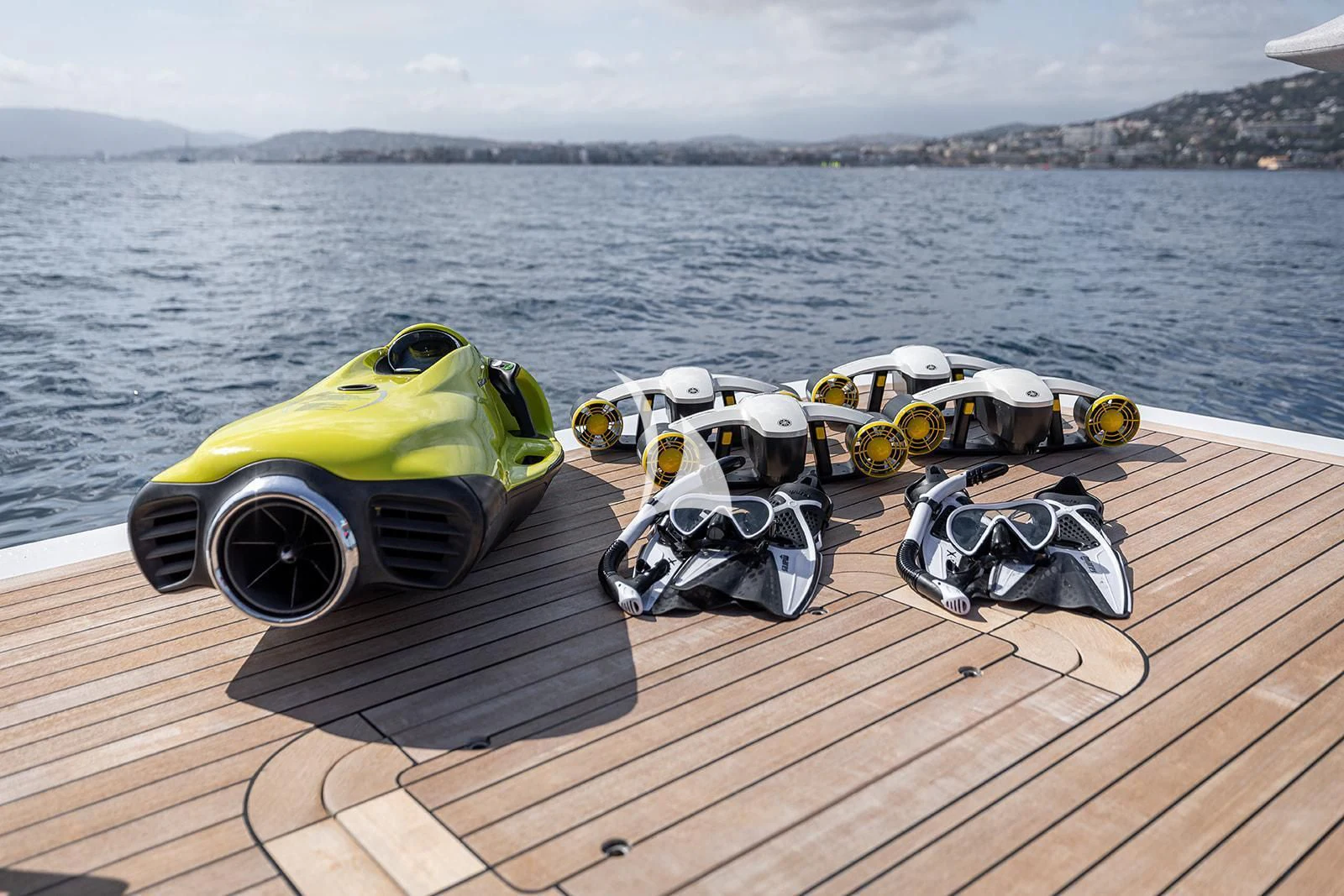 a group of cars on a dock aboard LUISA Yacht for Charter