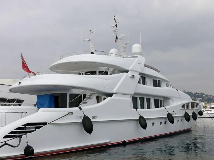 a white yacht on the water aboard LUISA Yacht for Charter