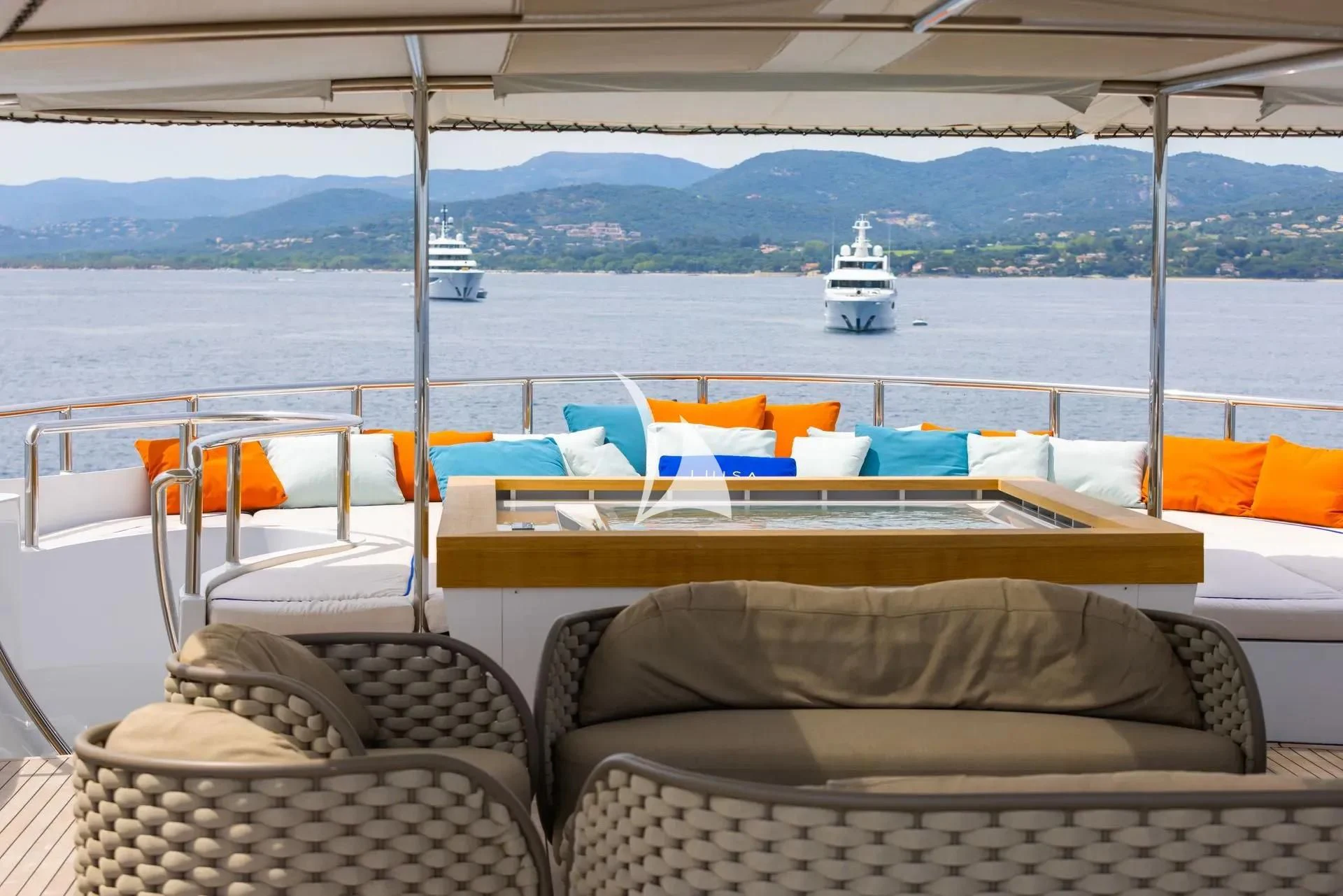 a boat on the water aboard LUISA Yacht for Charter