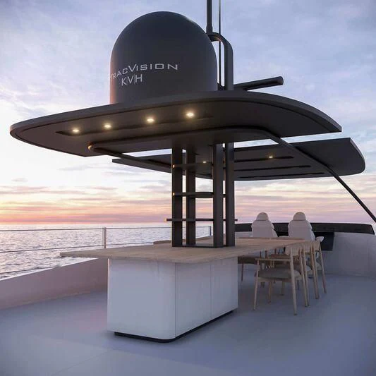 a large black and white umbrella aboard TERRANOVA TM90/01 Yacht for Sale