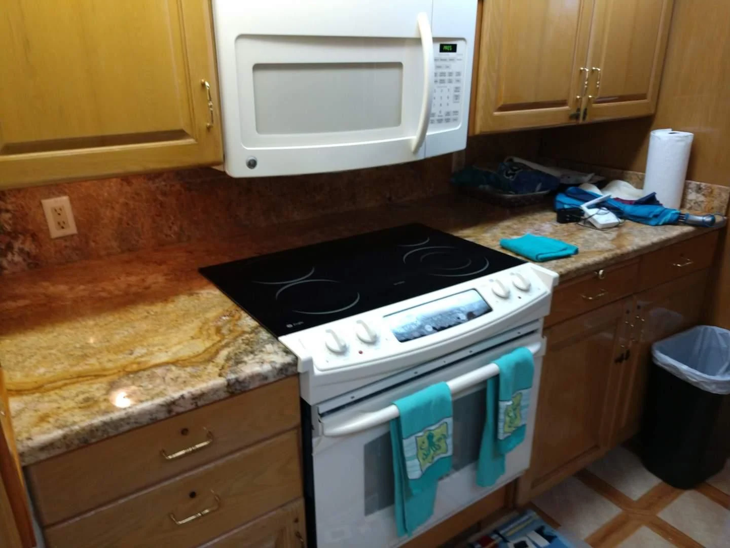 a kitchen with a microwave oven and a microwave aboard CAROLE TOO Yacht for Sale