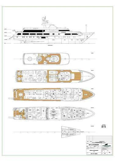 diagram, engineering drawing aboard LE PHARAON Yacht for Sale