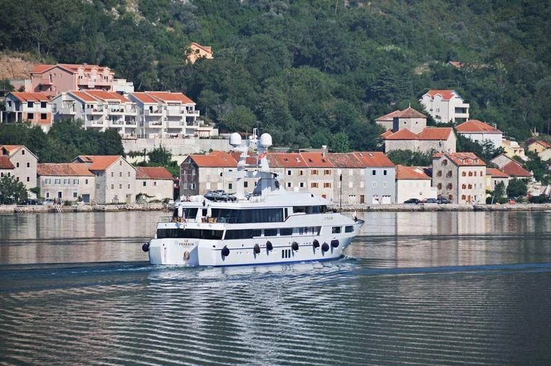 a boat on the water aboard LE PHARAON Yacht for Sale
