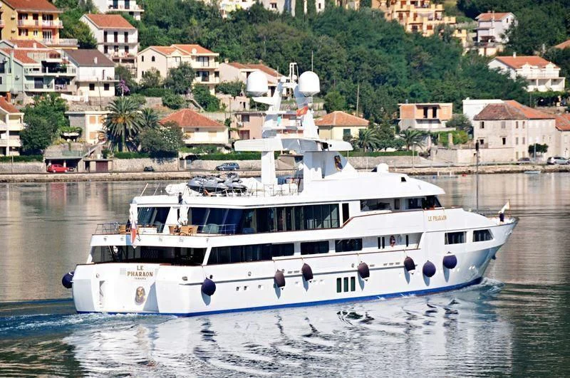 a white boat on the water aboard LE PHARAON Yacht for Sale
