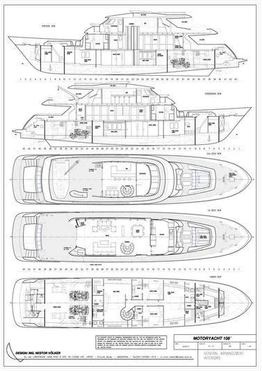 diagram, engineering drawing aboard ANDES Yacht for Sale