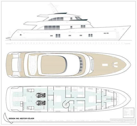 diagram, engineering drawing aboard ANDES Yacht for Sale