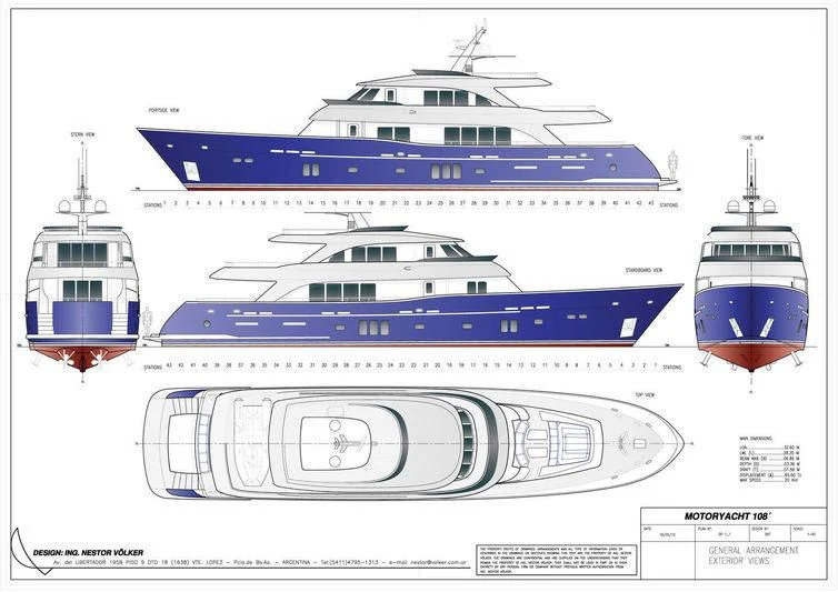diagram, engineering drawing aboard ANDES Yacht for Sale