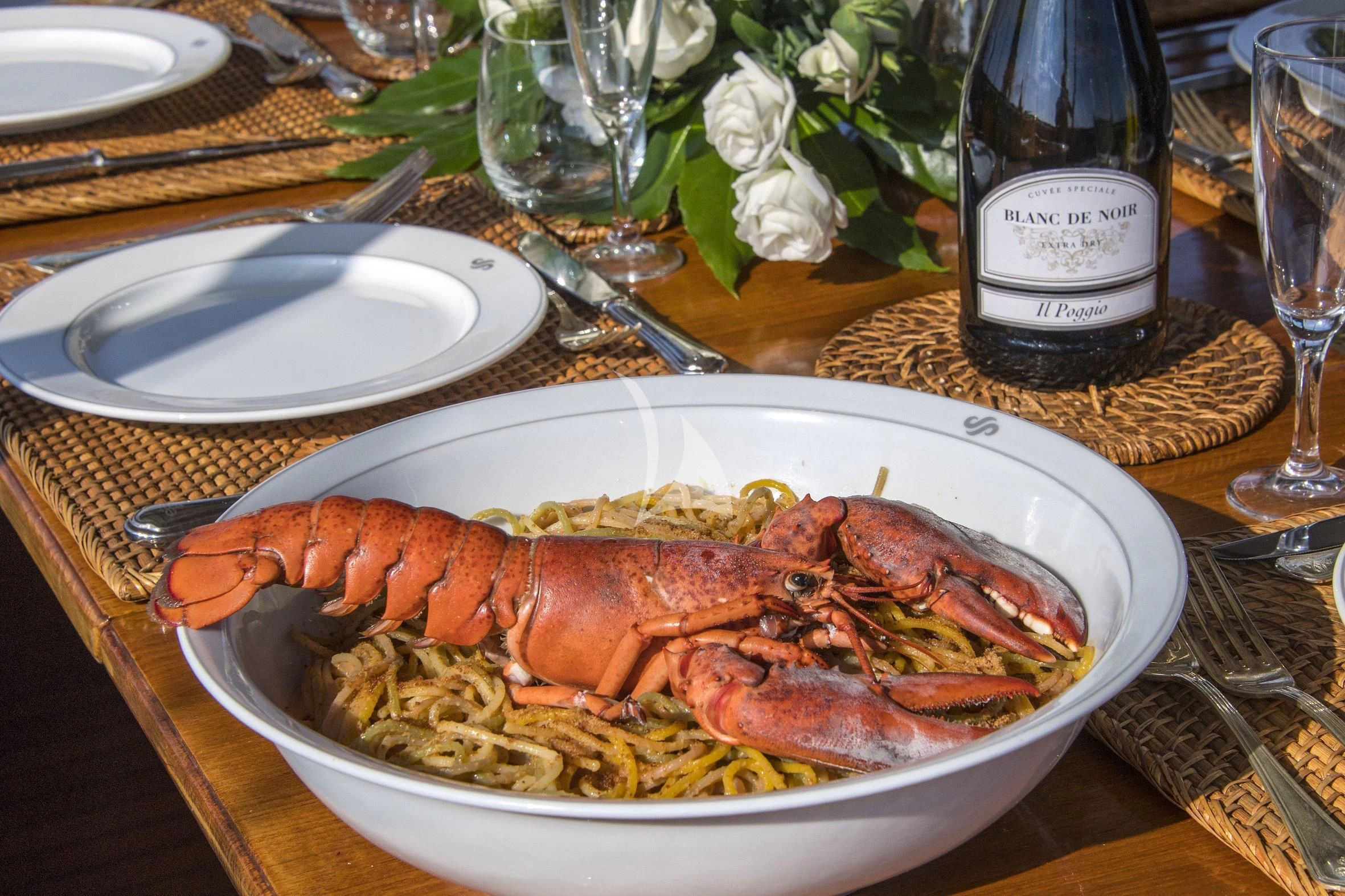 a bowl of food aboard SEA PRINCE Yacht for Sale