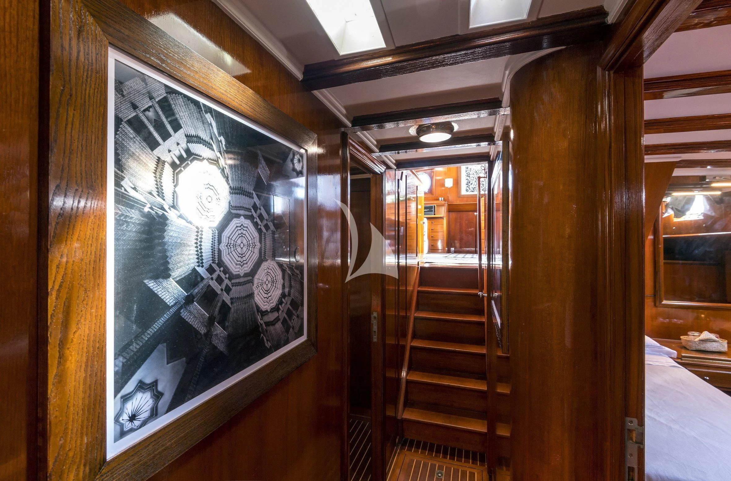a staircase in a building aboard SEA PRINCE Yacht for Sale