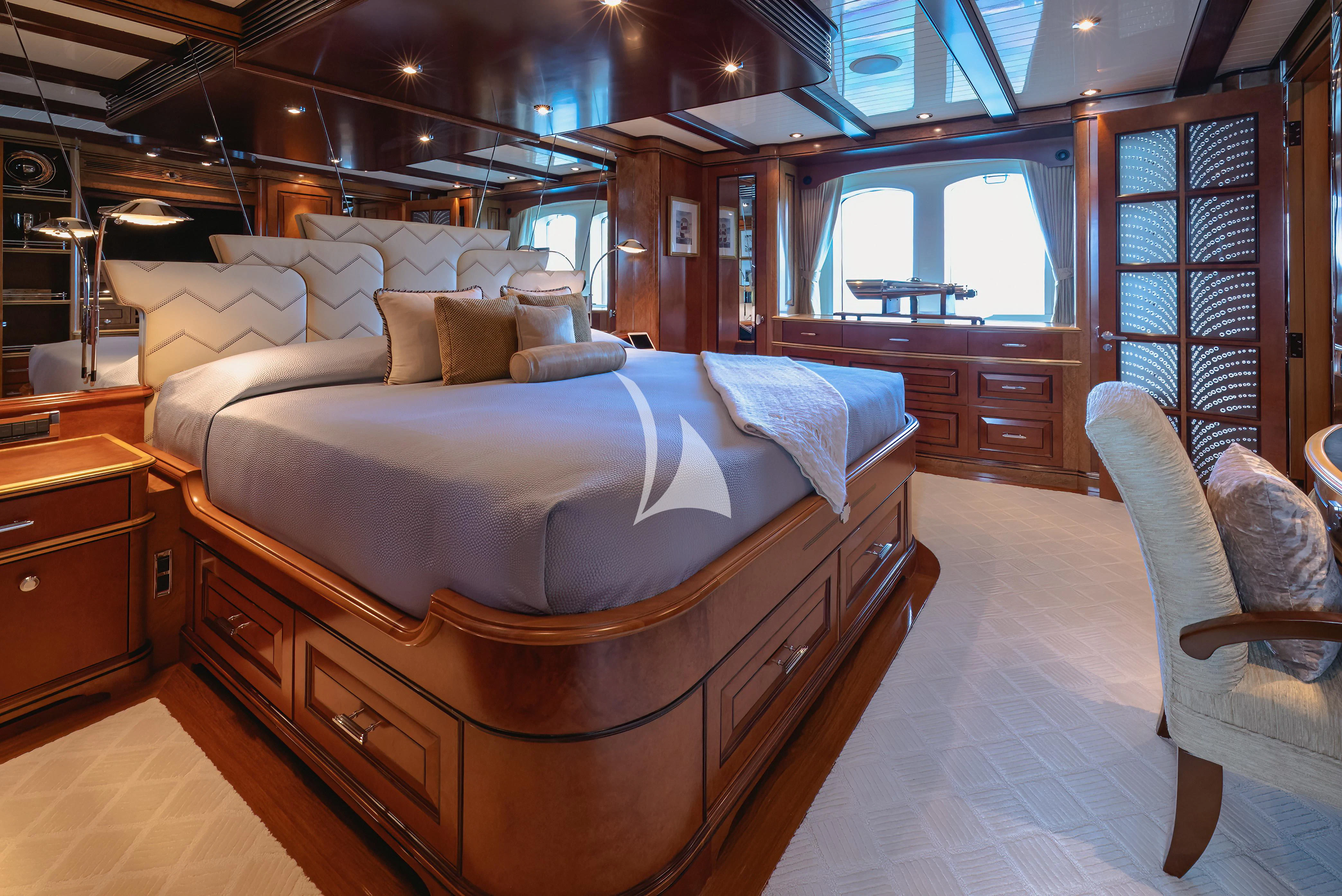 a bed in a cabin aboard NADAN Yacht for Sale