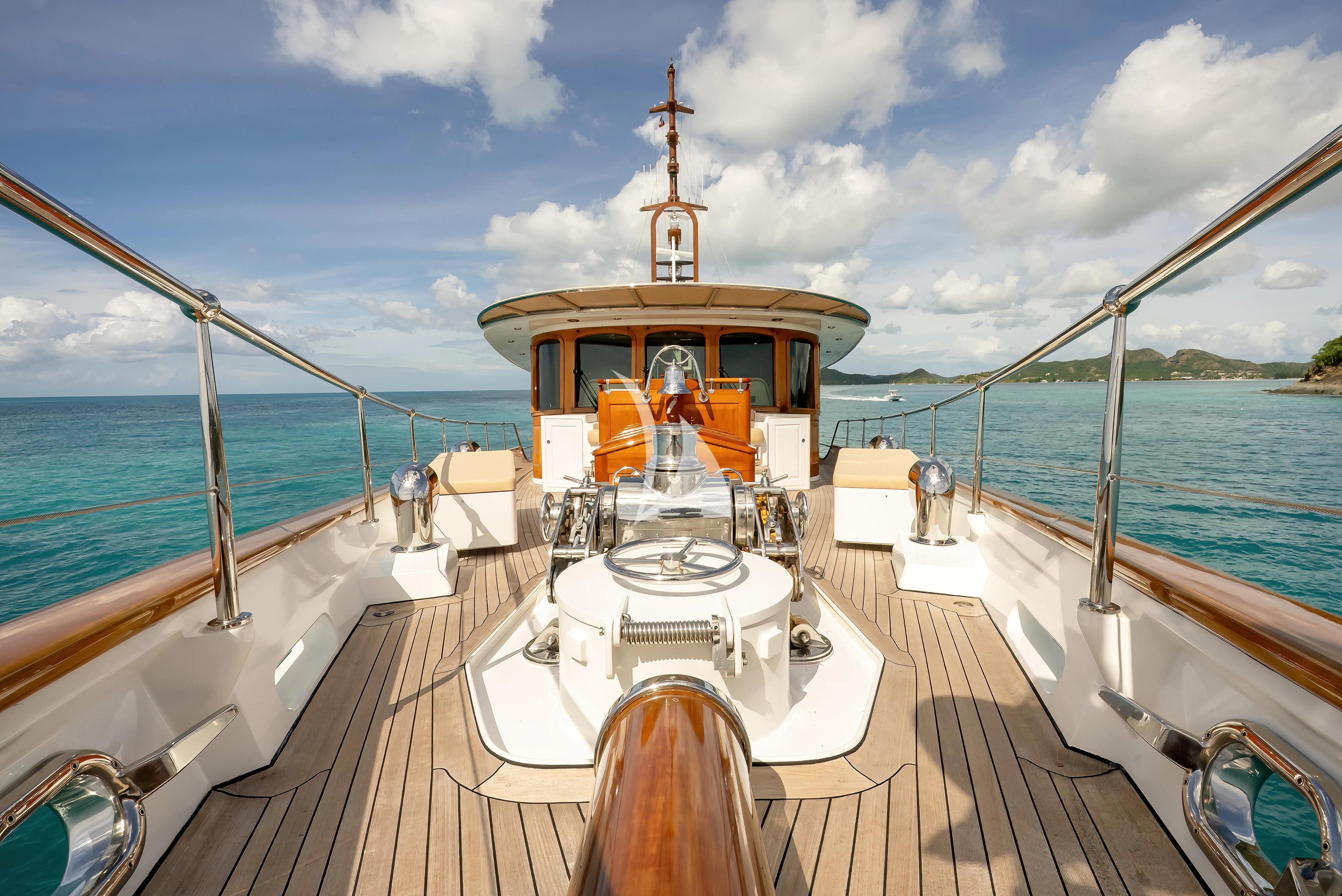 a boat on a deck aboard NADAN Yacht for Sale