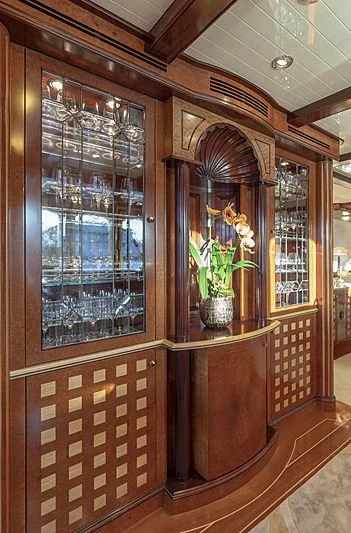 a room with a large mirror aboard NADAN Yacht for Sale