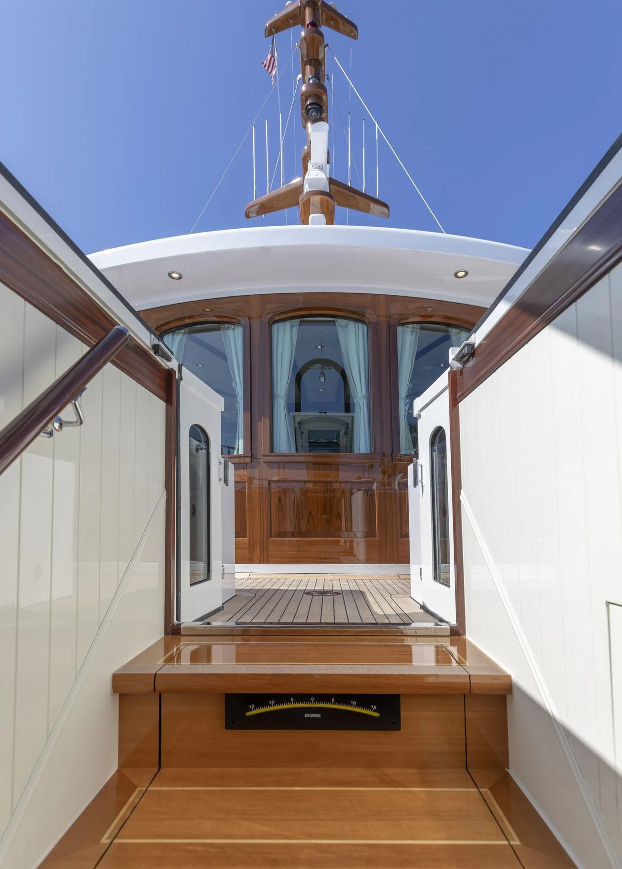 a wooden platform with a cross on top of it aboard NADAN Yacht for Sale