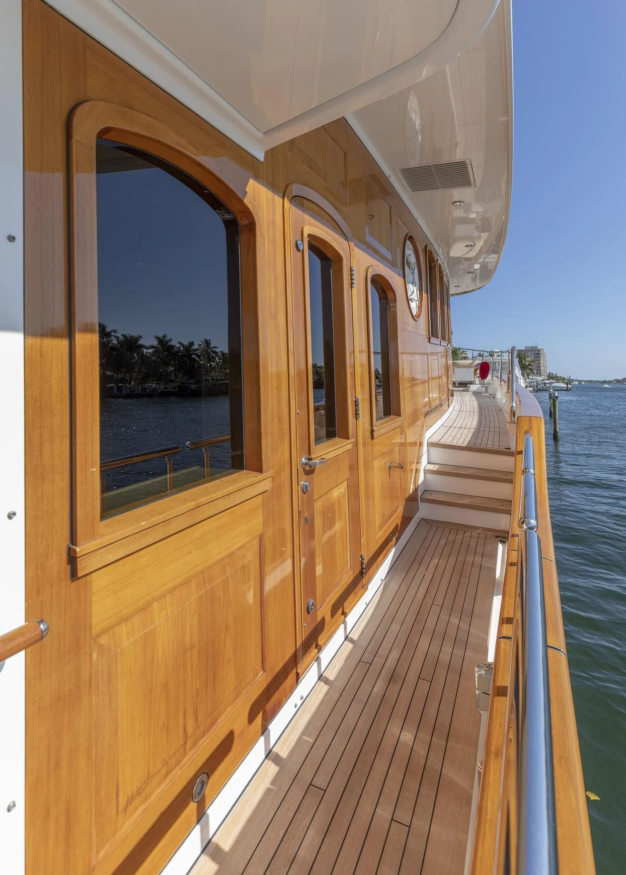 a wooden deck on a boat aboard NADAN Yacht for Sale