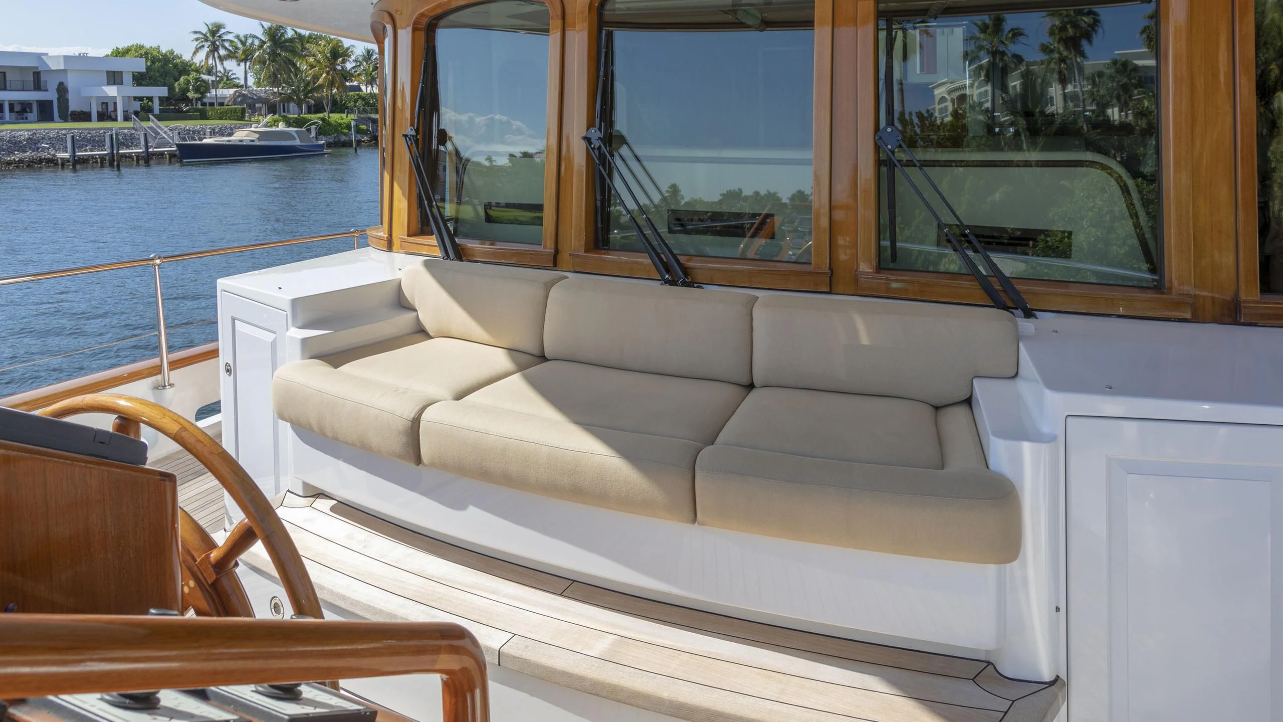a couch on a boat aboard NADAN Yacht for Sale