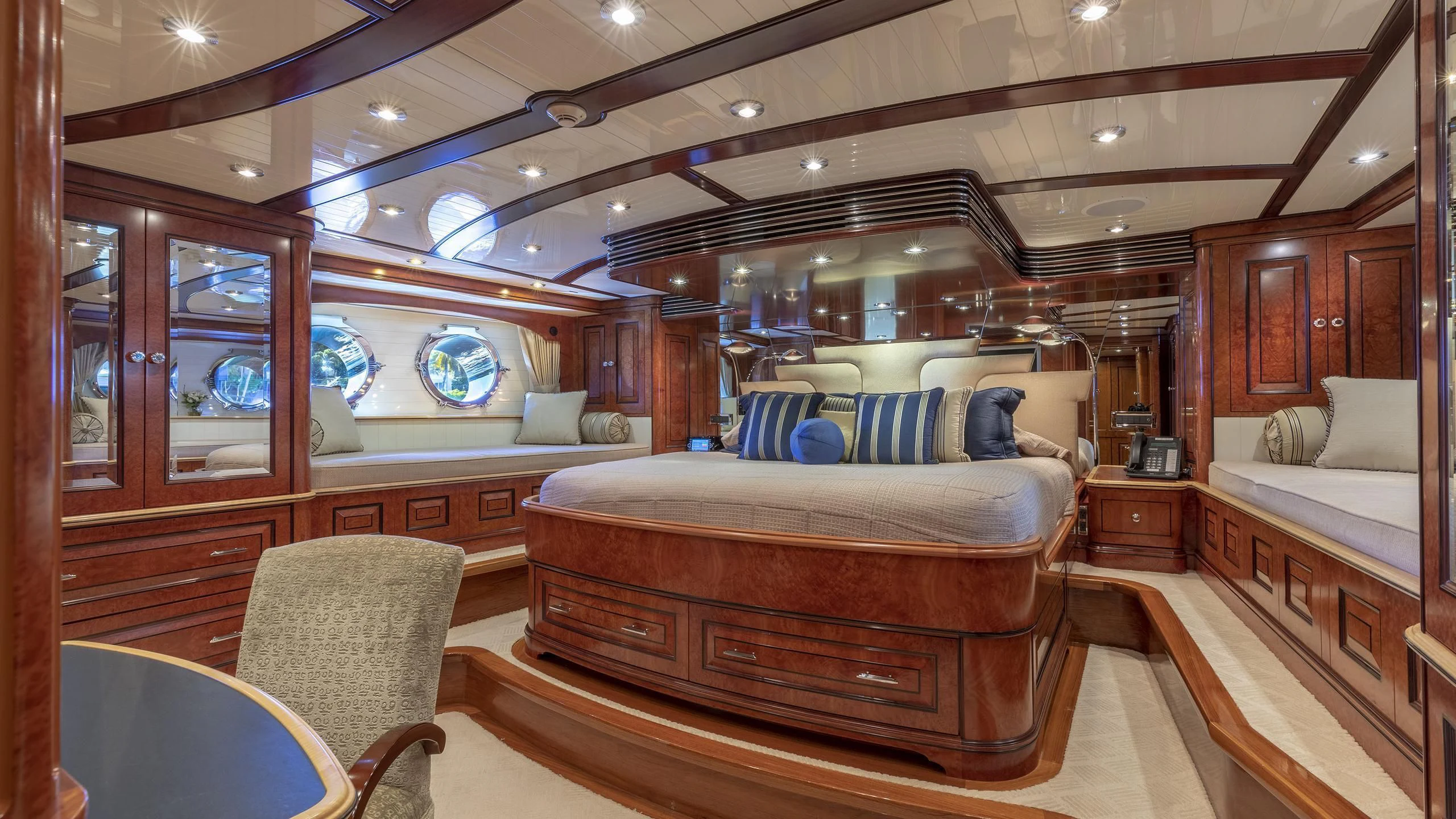 a boat in a cabin aboard NADAN Yacht for Sale