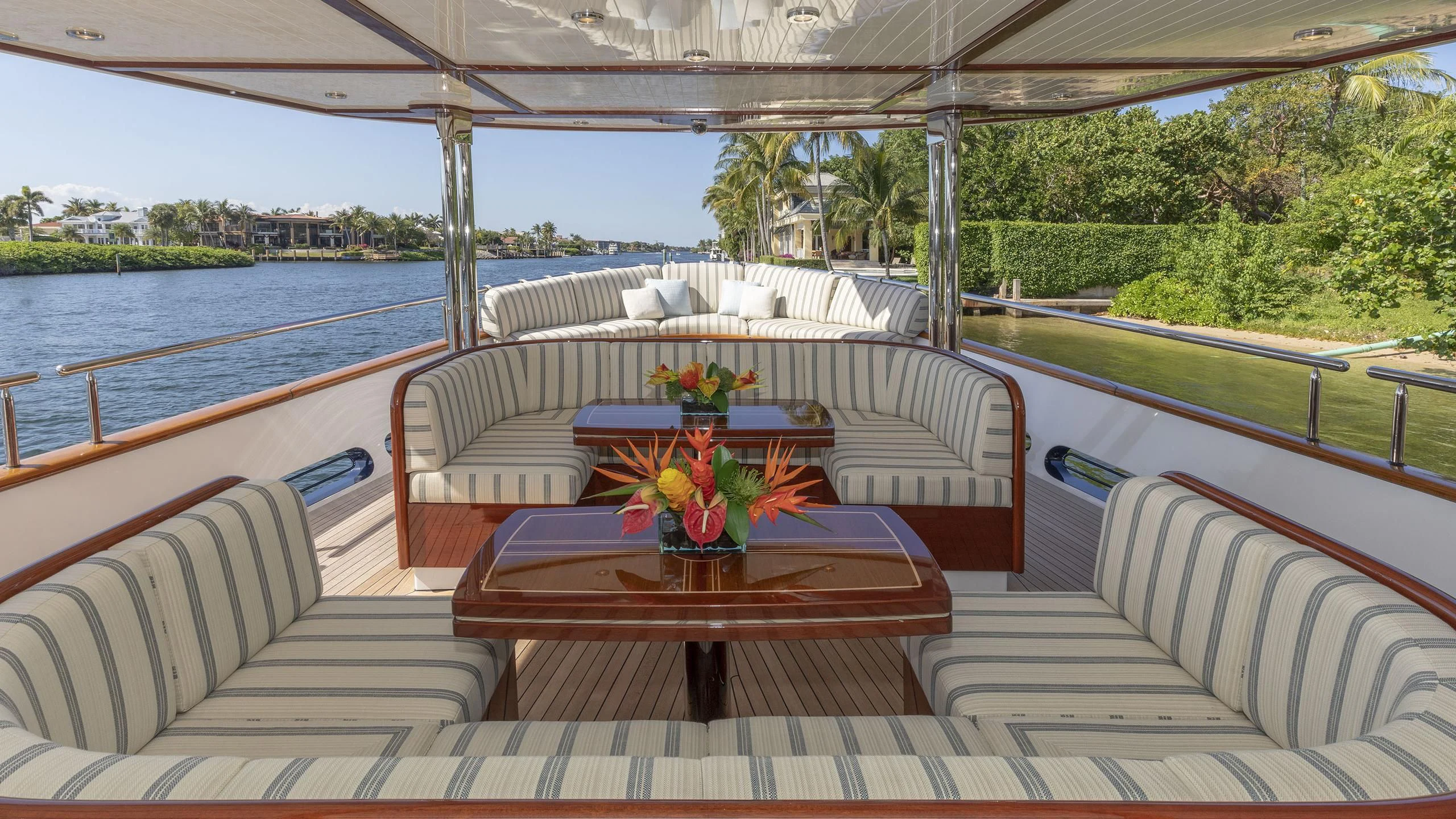 a table on a deck aboard NADAN Yacht for Sale