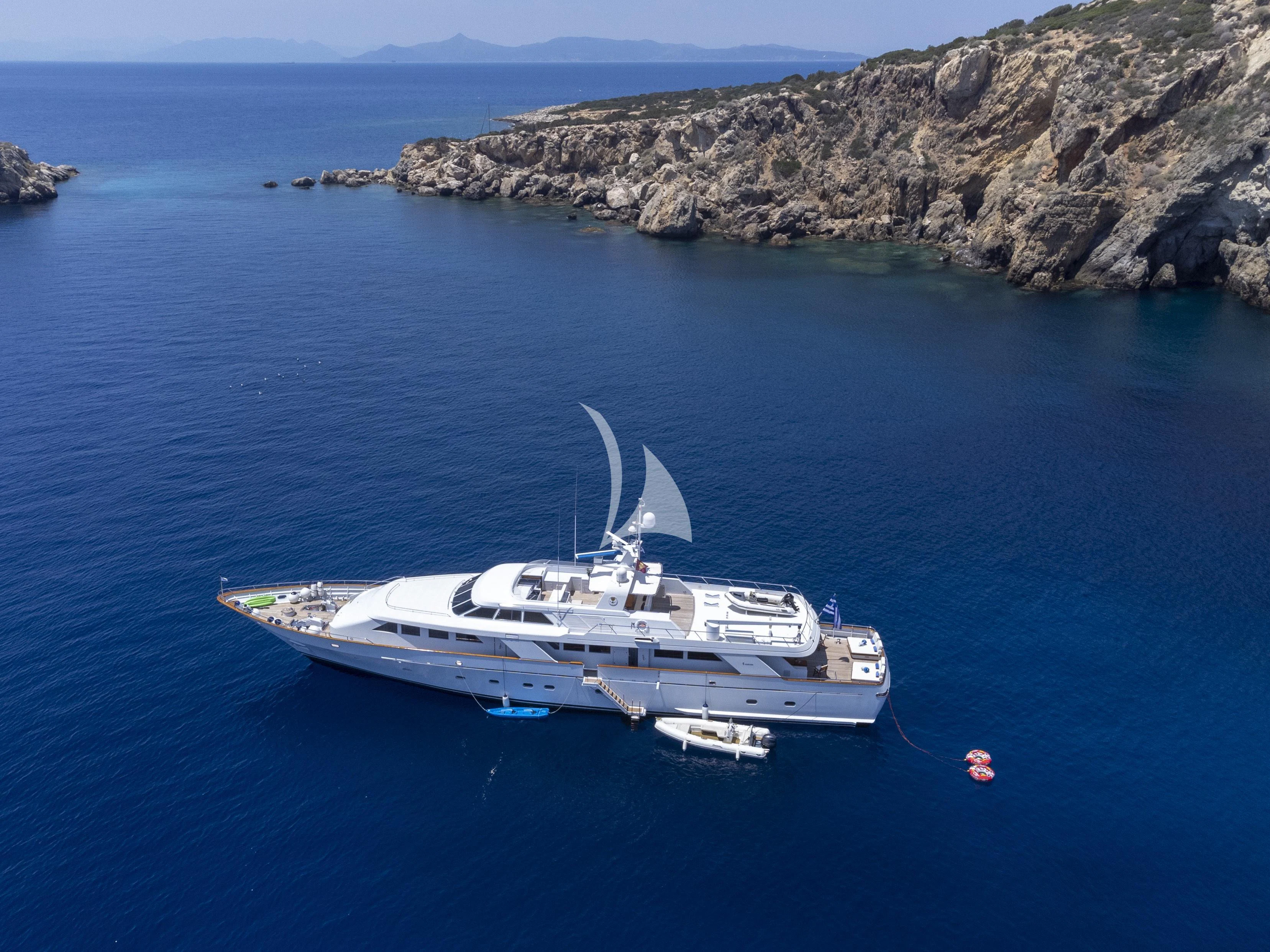 a boat sailing in the sea aboard OKTANA Yacht for Sale