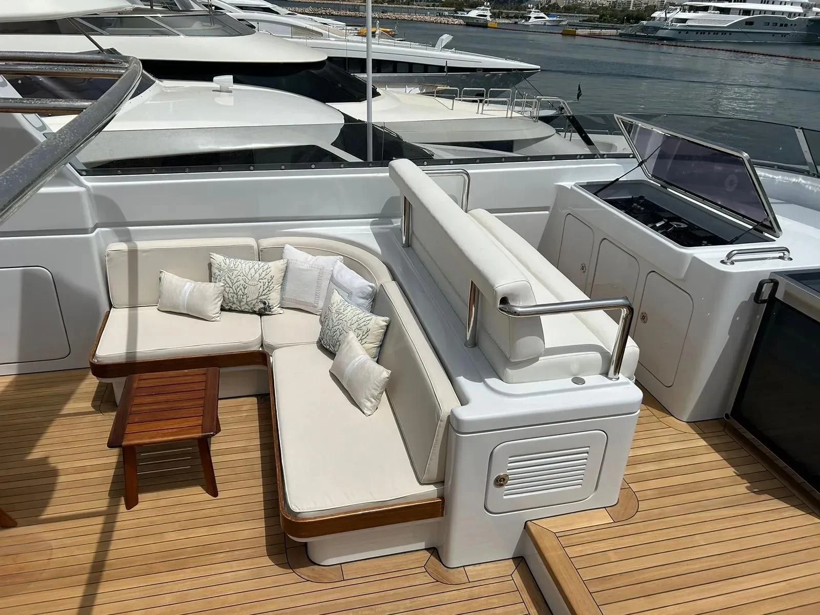 a boat on a deck aboard OKTANA Yacht for Sale