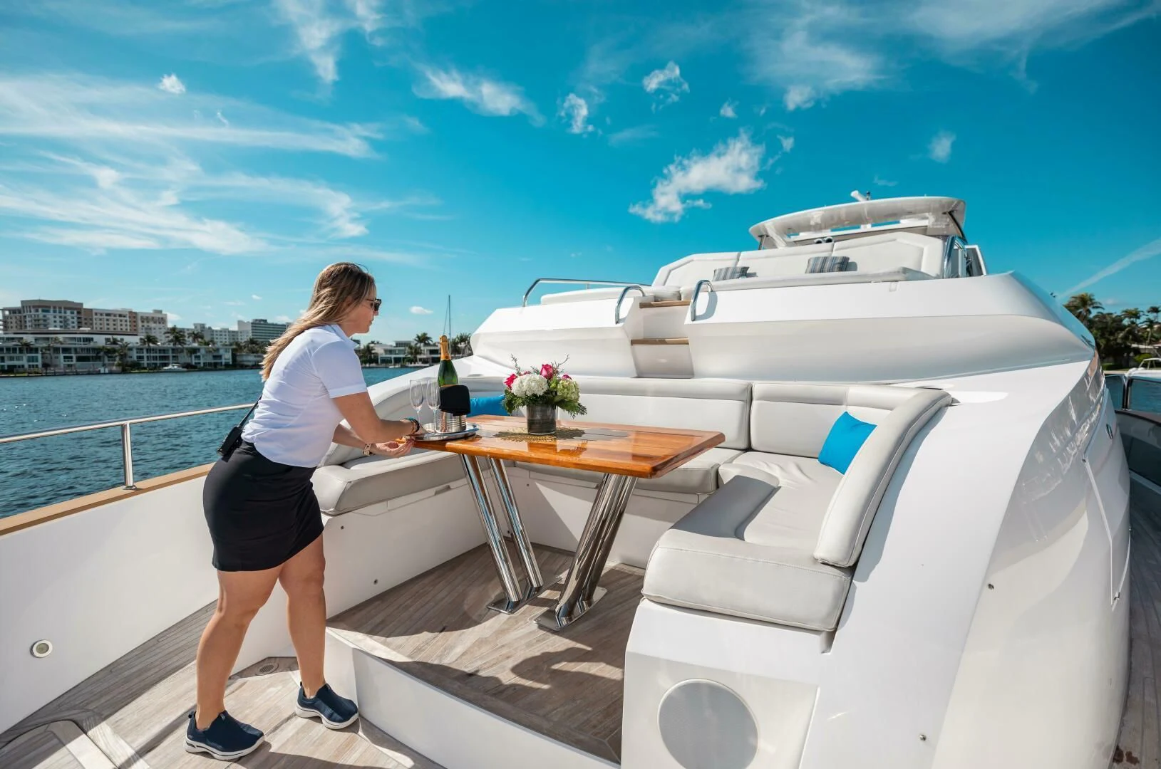 a person standing on a boat aboard MIRRACLE Yacht for Sale