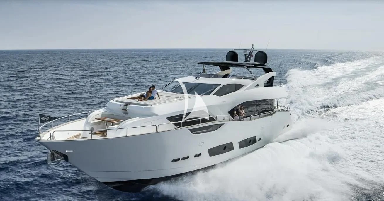 a white yacht on the water aboard MIRRACLE Yacht for Sale
