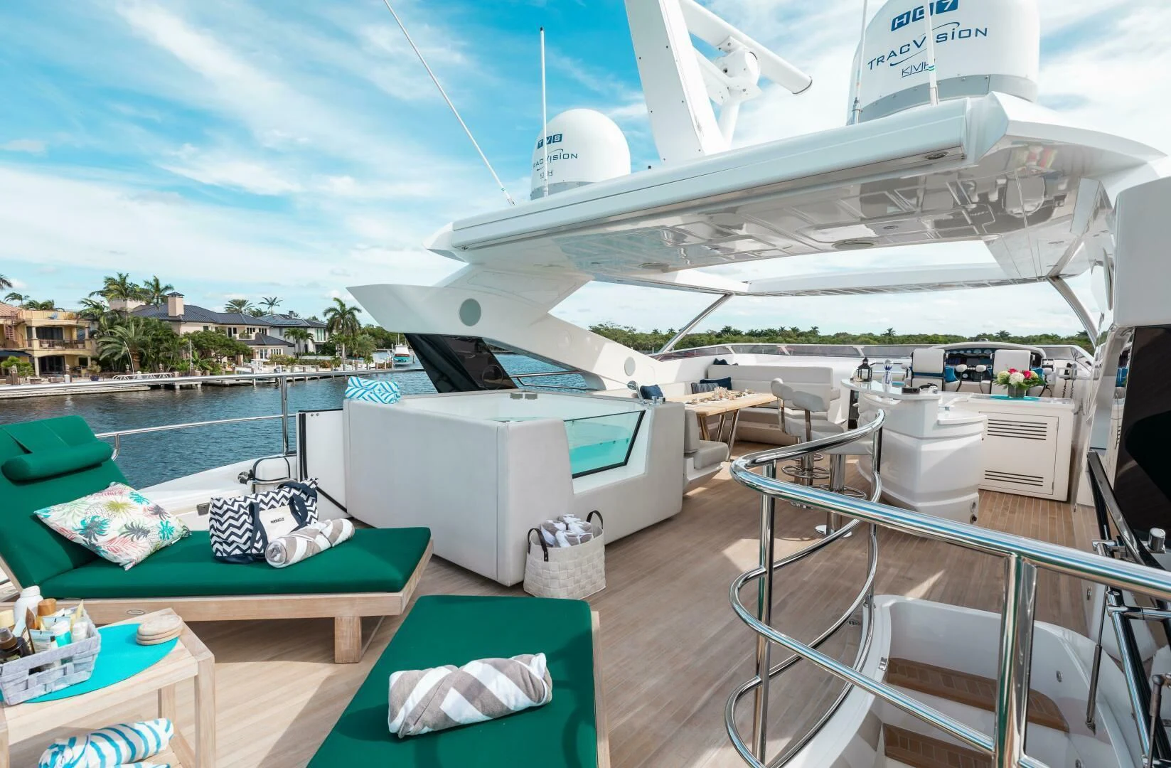 a boat on a deck aboard MIRRACLE Yacht for Sale