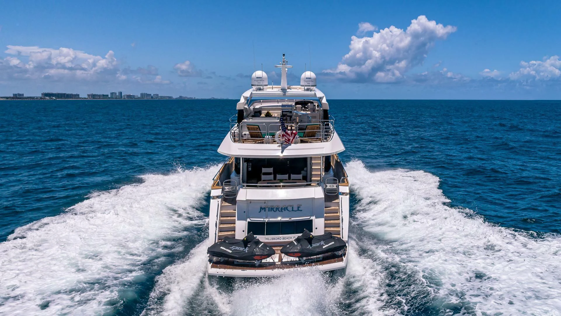 a boat on the water aboard MIRRACLE Yacht for Sale