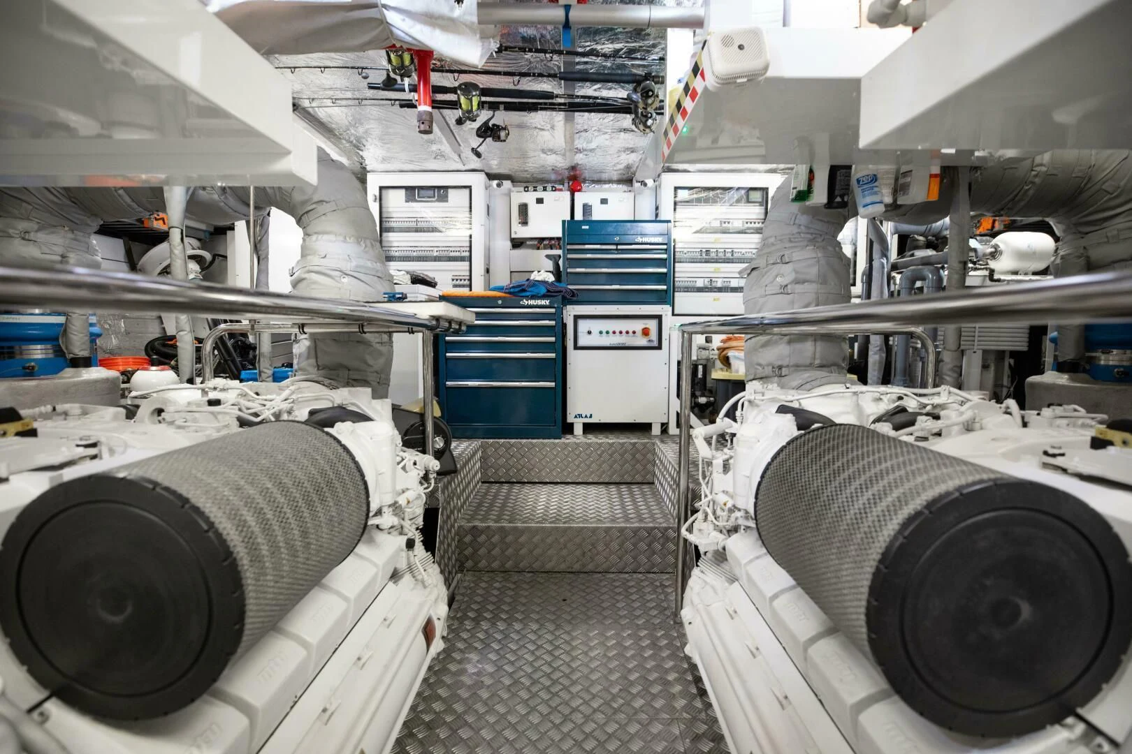 a room with large machines aboard MIRRACLE Yacht for Sale