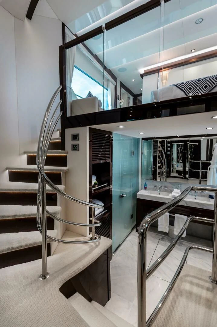 a staircase in a building aboard MIRRACLE Yacht for Sale