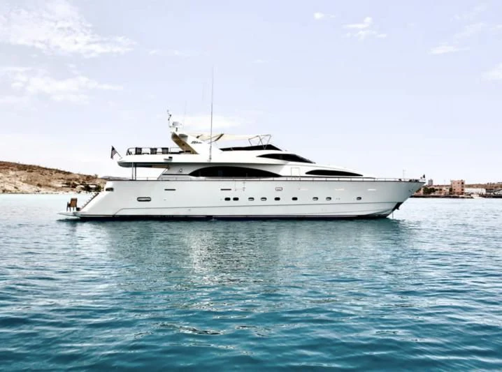 a white yacht in the water aboard GARI Yacht for Sale