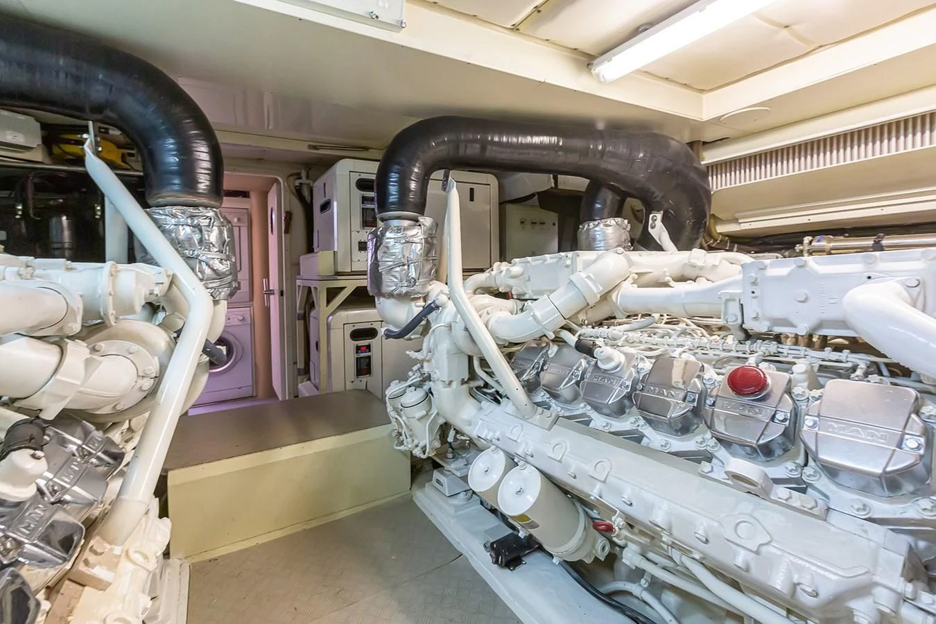 a large machine in a room aboard BIJOU Yacht for Sale