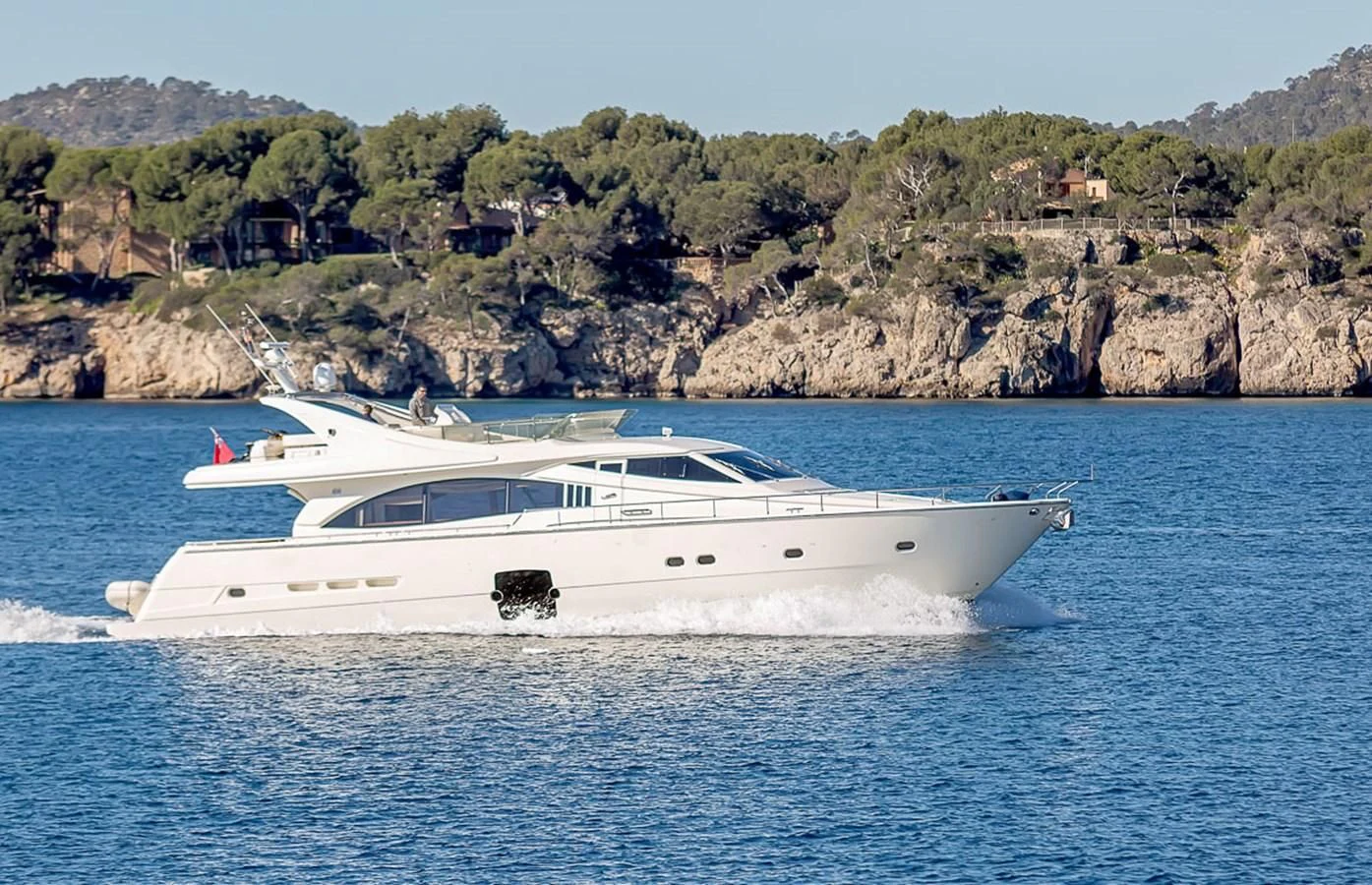 a white boat in the water aboard BIJOU Yacht for Sale