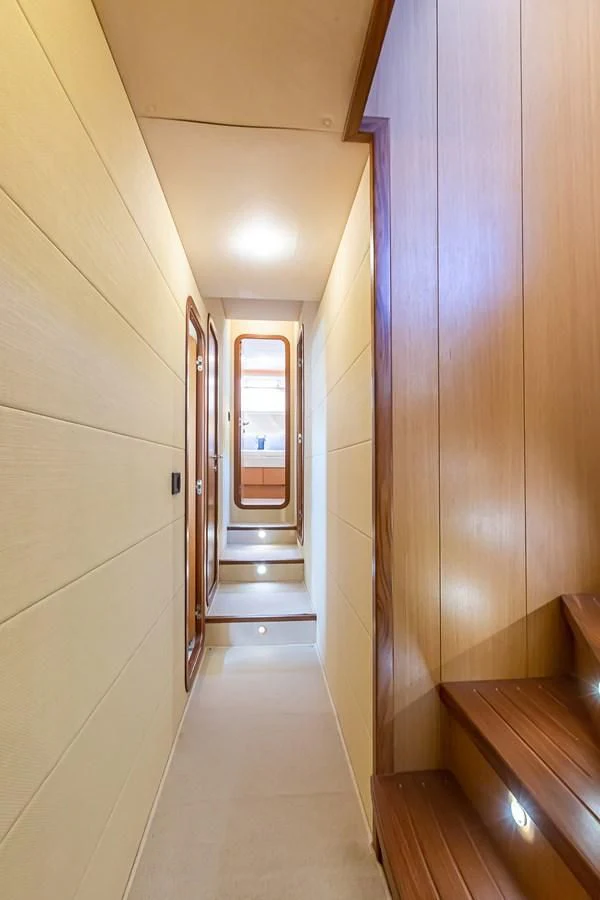a hallway with doors aboard BIJOU Yacht for Sale