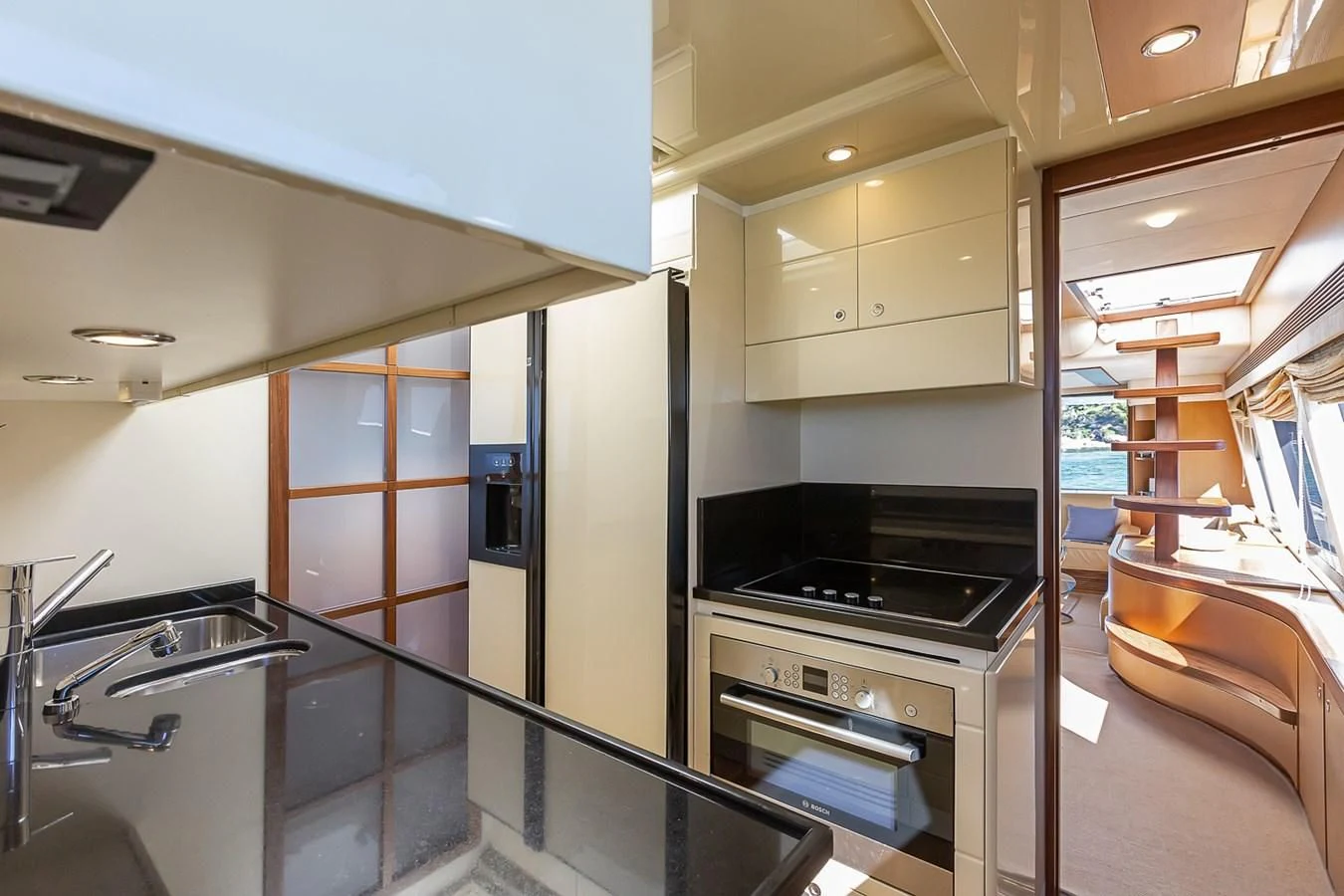 a kitchen with a stove and oven aboard BIJOU Yacht for Sale