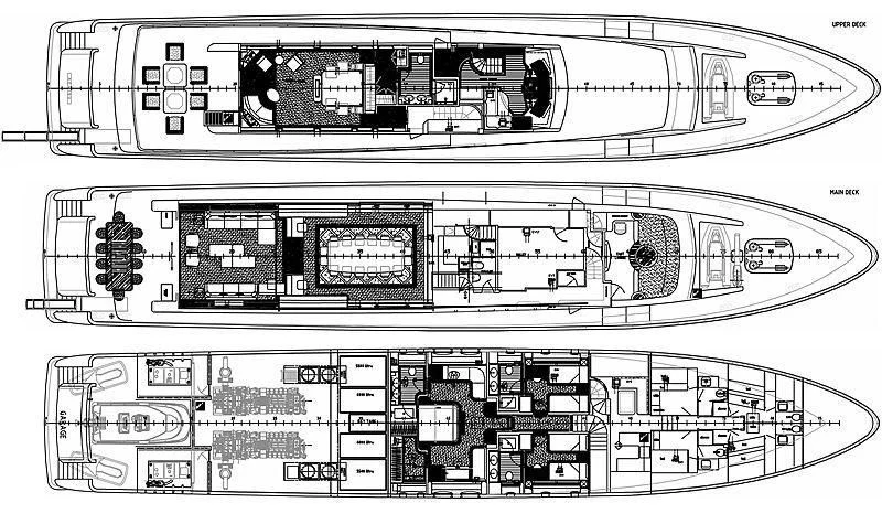 diagram, engineering drawing aboard SUREYYA Yacht for Sale