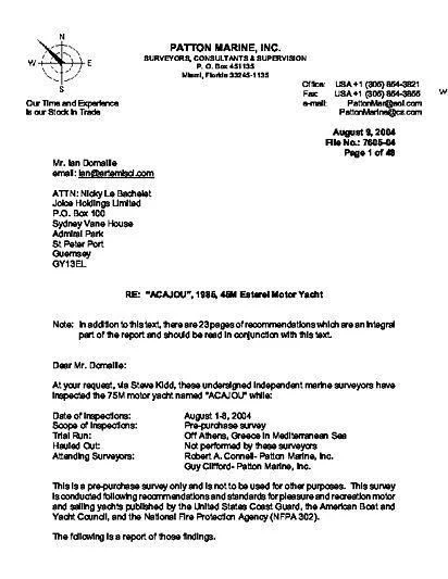 text, letter aboard SUREYYA Yacht for Sale