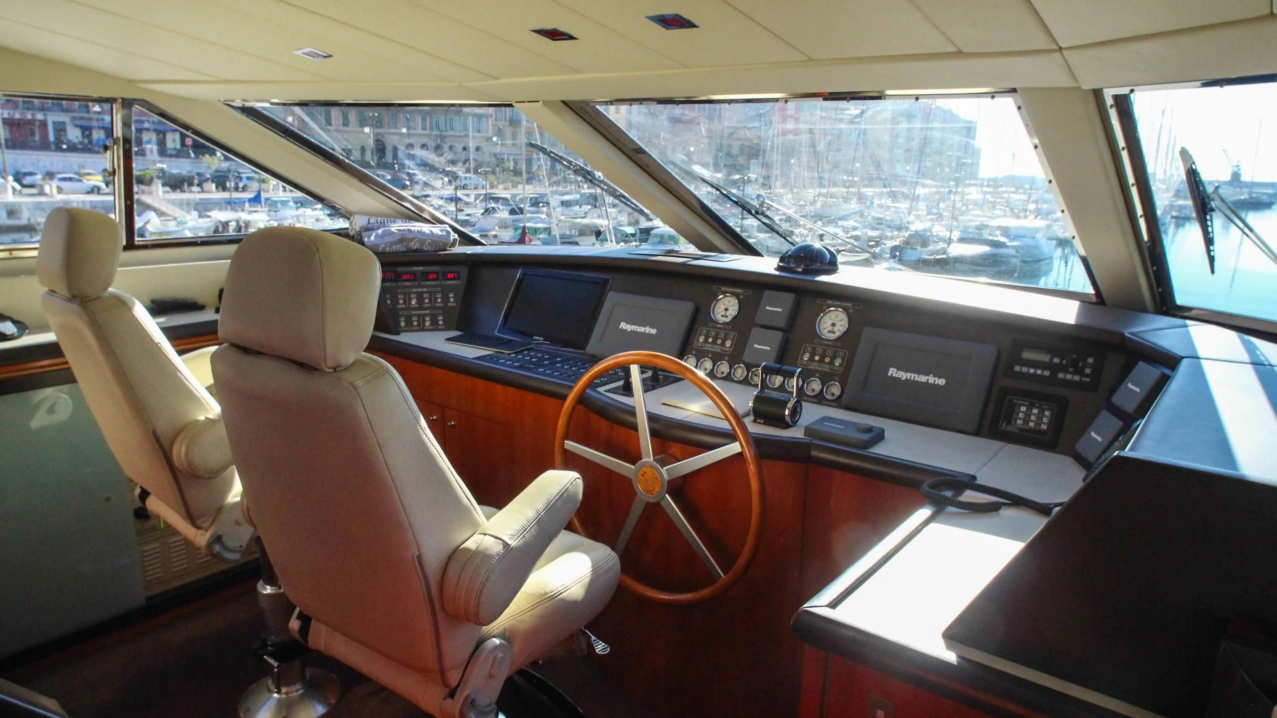 inside of a car aboard CIRCUS Yacht for Sale