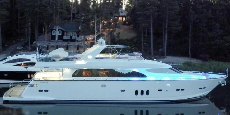 a group of boats in a harbor aboard JOYS Yacht for Sale