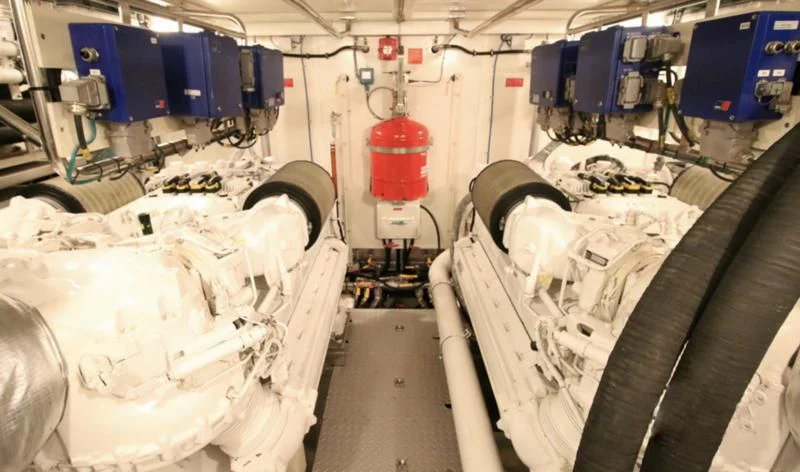 a room full of white plastic bags aboard JOYS Yacht for Sale