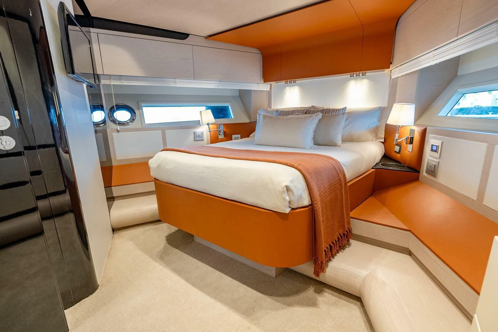 a bed in a room aboard 80 AZIMUT Yacht for Sale