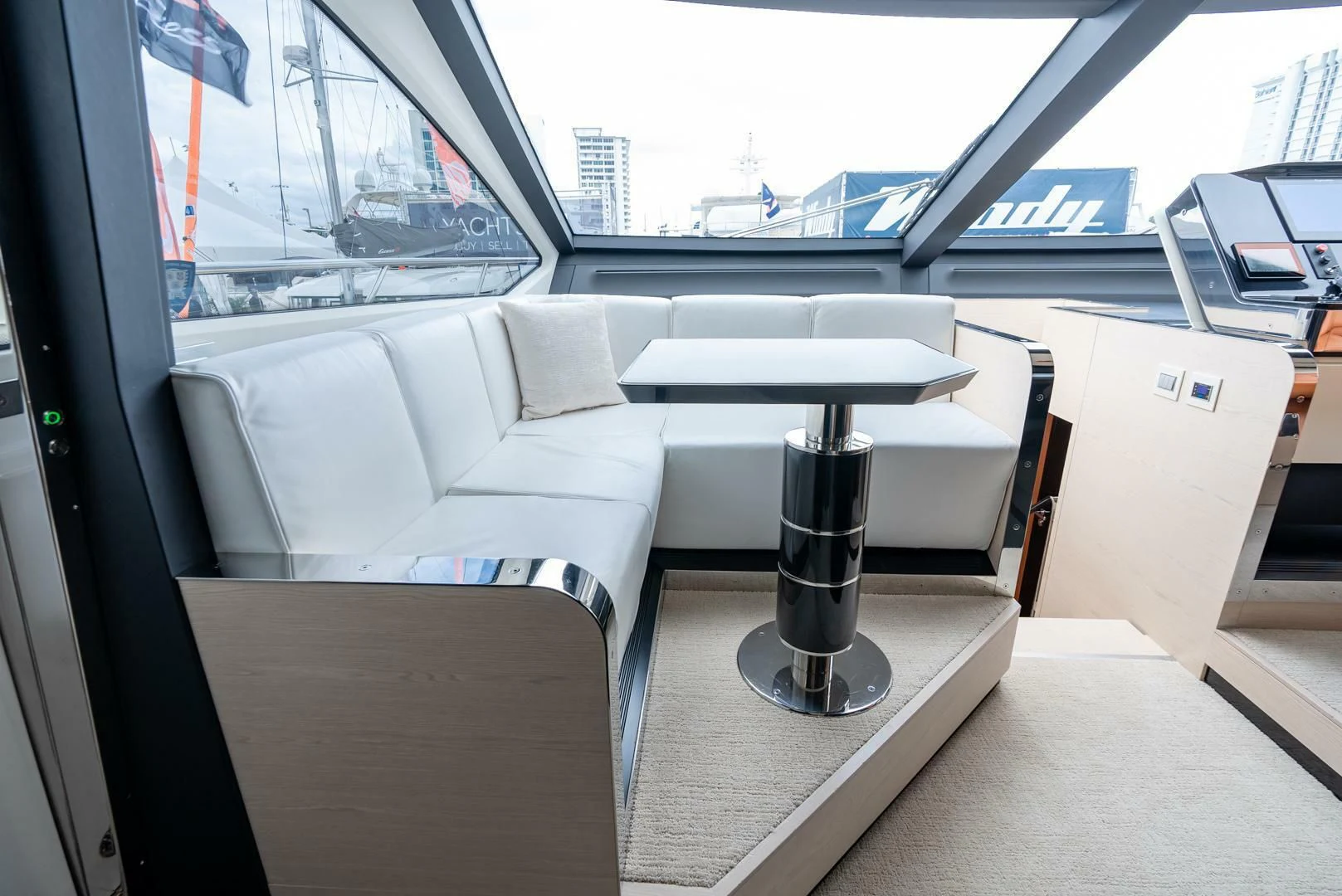 a black and white coffee table aboard 80 AZIMUT Yacht for Sale
