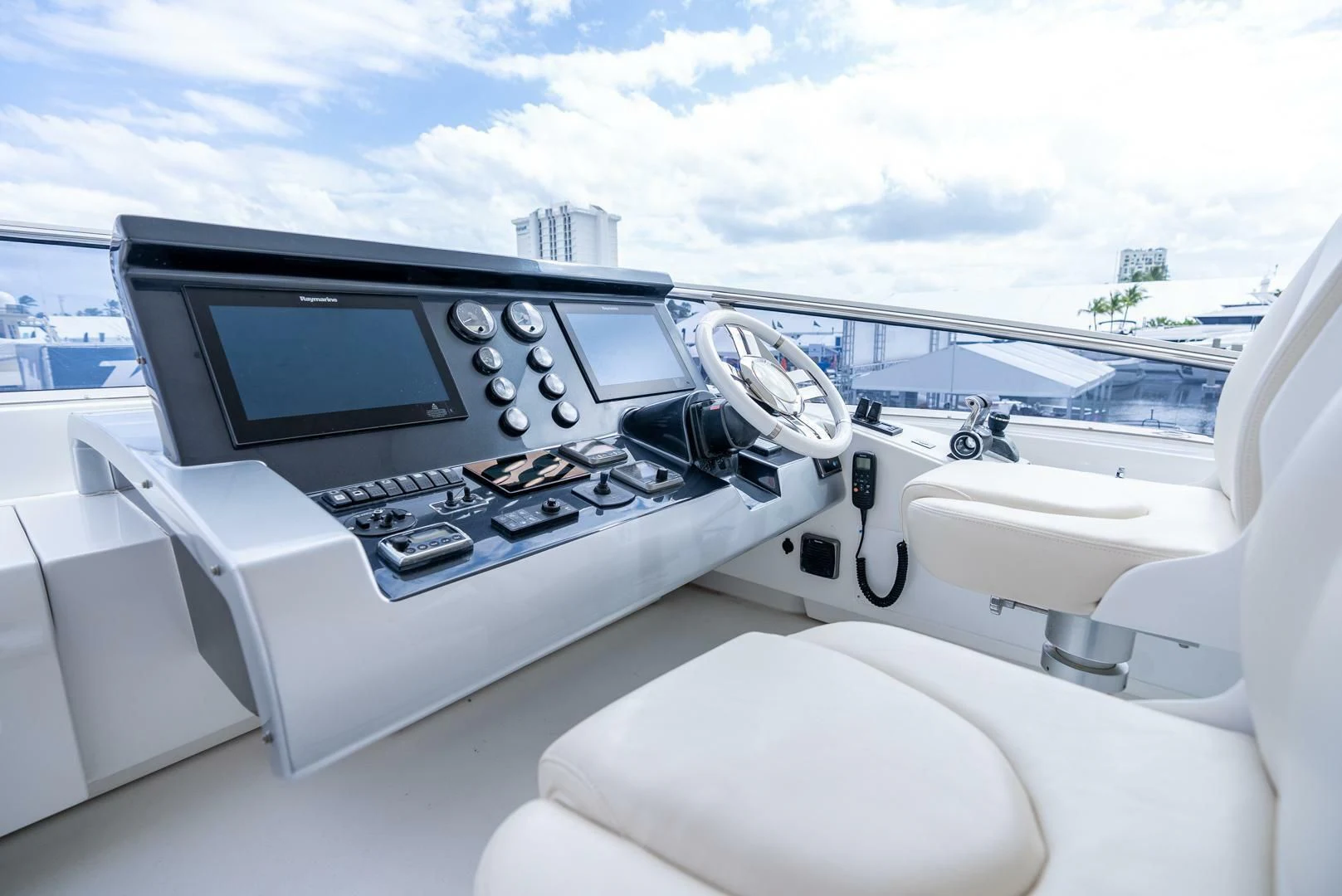 a car with a screen and buttons aboard 80 AZIMUT Yacht for Sale