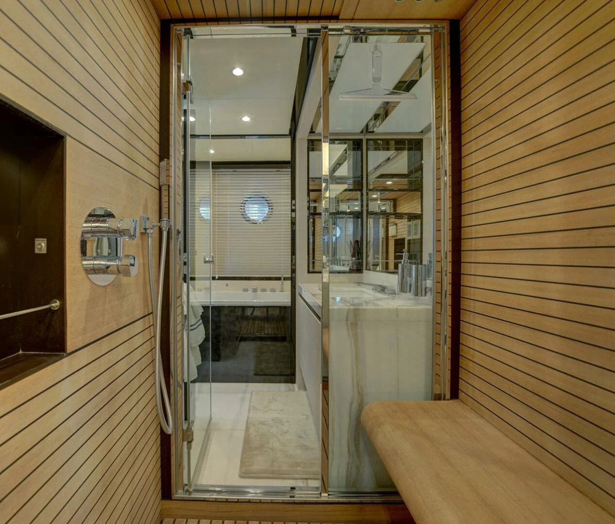 a glass shower unit in a room aboard 80 AZIMUT Yacht for Sale