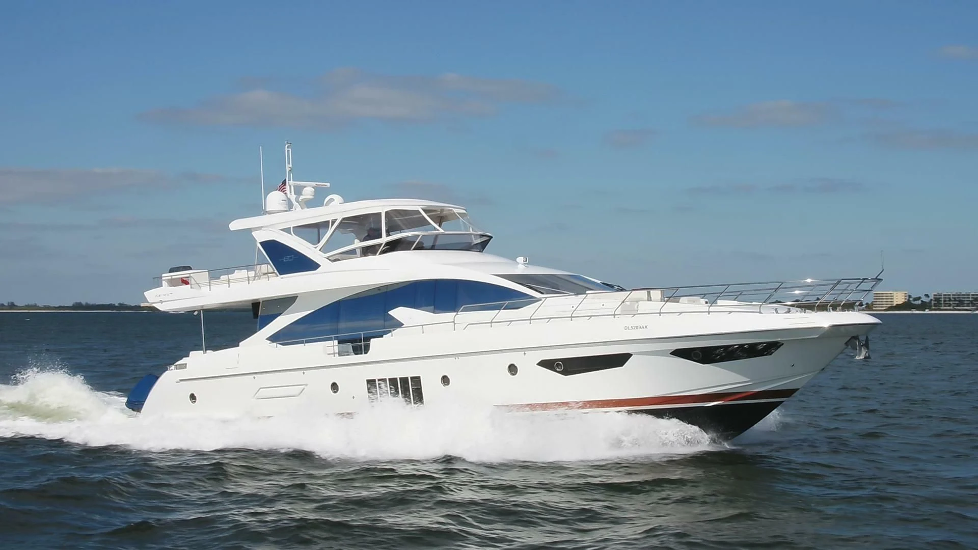 a white yacht on the water aboard 80 AZIMUT Yacht for Sale