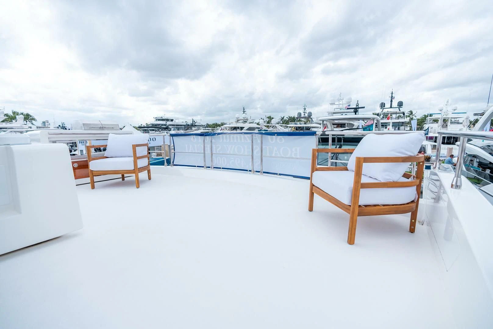 a bench on a snowy deck aboard 80 AZIMUT Yacht for Sale